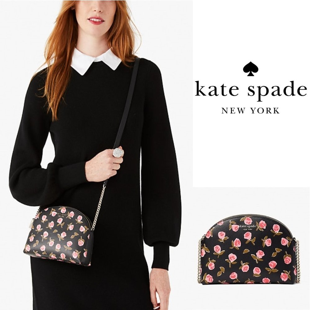🌷 NEW Kate Spade Ditsy Rose Spencer Double-Zip Dome Crossbody Bag